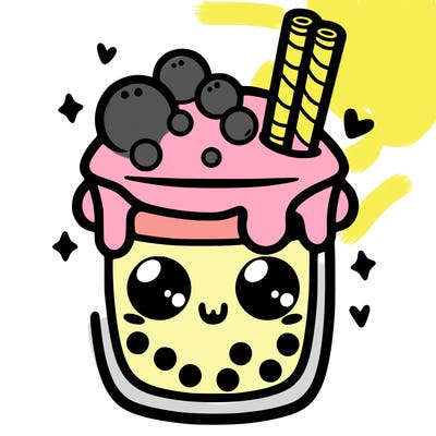 boba tea w/ cute face