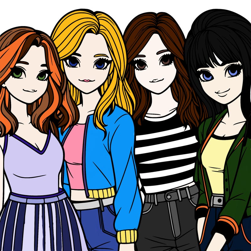 a group of girls realistic