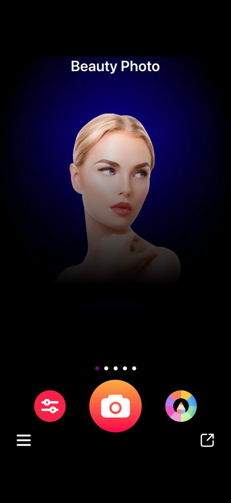 Beauty Photo-Filters & Effects - User interface of the Beauty Photo app showing a portrait and editing tool icons