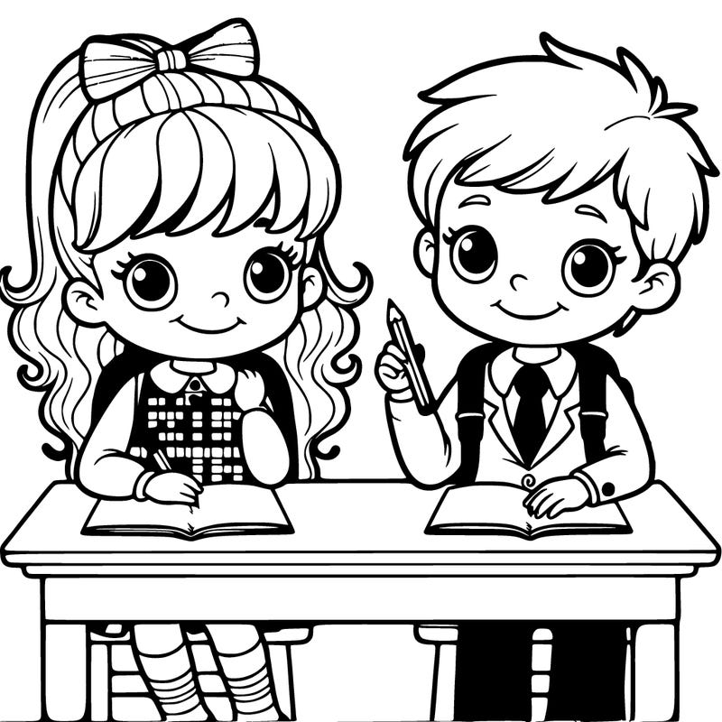 girl and boy in school