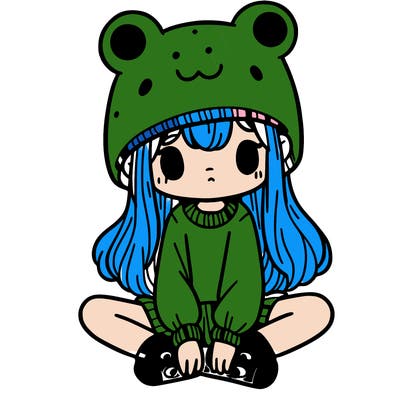 a girl wearing a frog hat and some frog socks