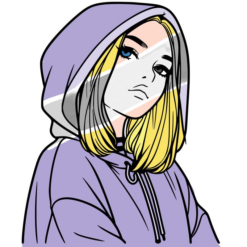a realistic girl in a hoodie