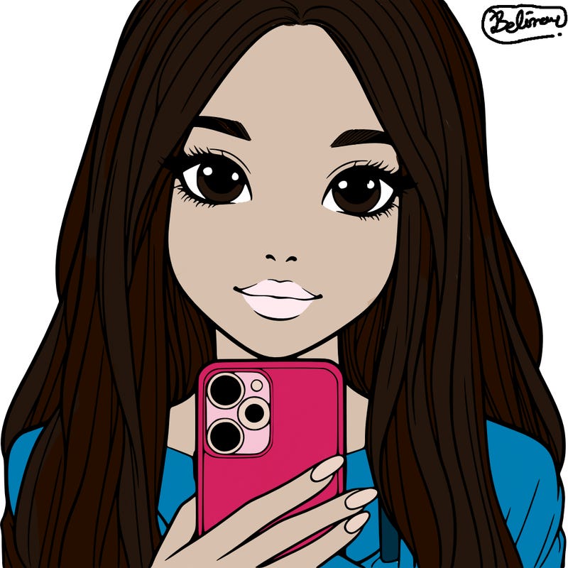 realistic girl with a phone