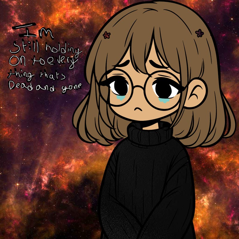 sad girl with glasses in a sweater