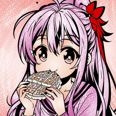 anime eating waffle