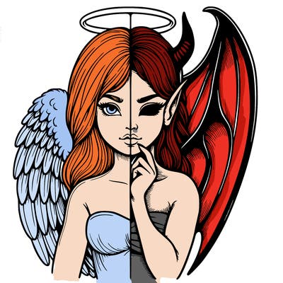 realistic angel half demon