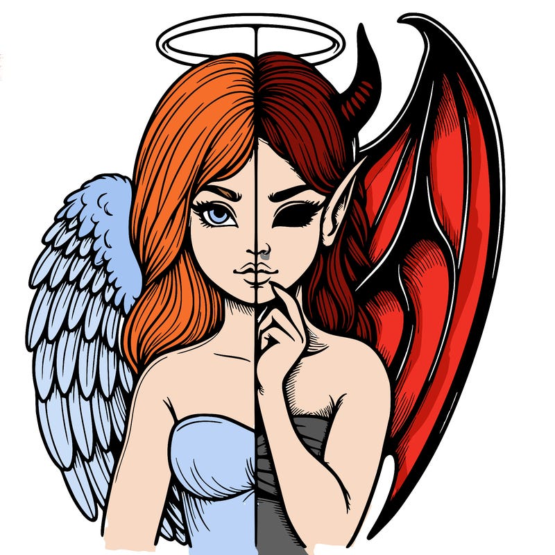 realistic angel half demon