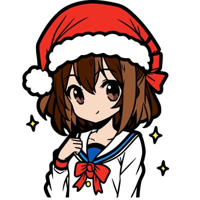 anime girl wearing a santa hat