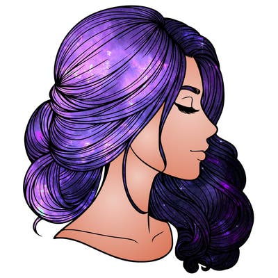 realistic woman's head & hair