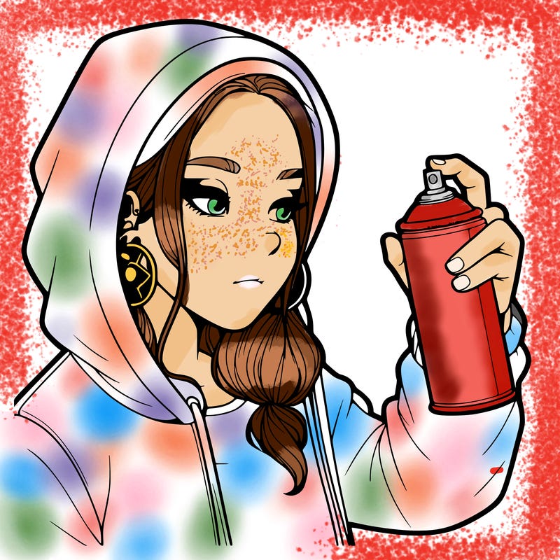 a realistic girl, spray painting