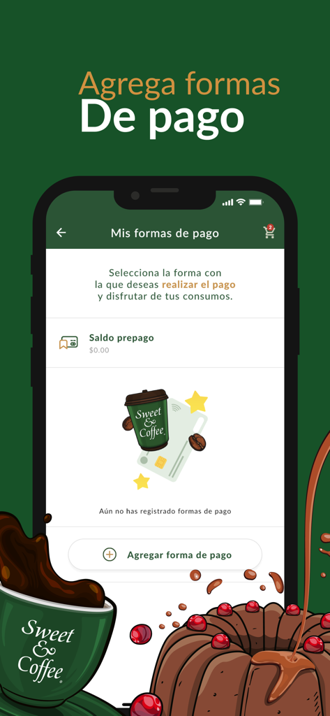 Sweet and Coffee app payment methods screen