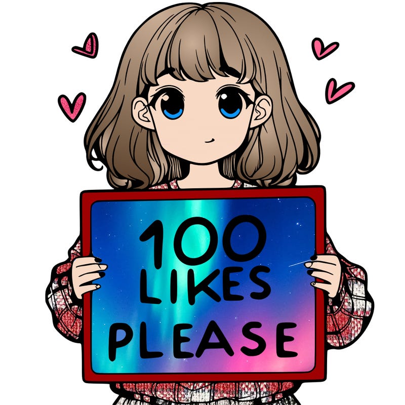 a girl holding a sign saying 100 likes please
