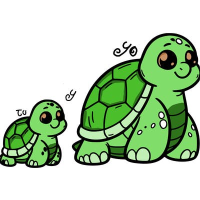 a small and a large turtle