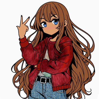 one anime girl with long hair and a cool pose