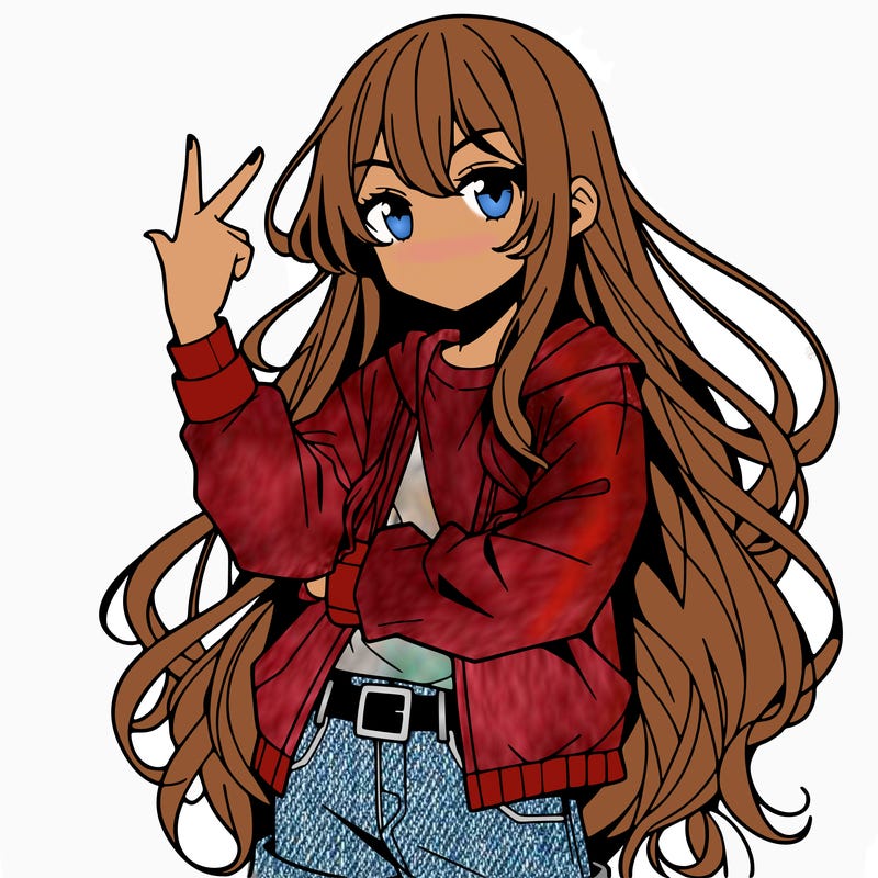 one anime girl with long hair and a cool pose