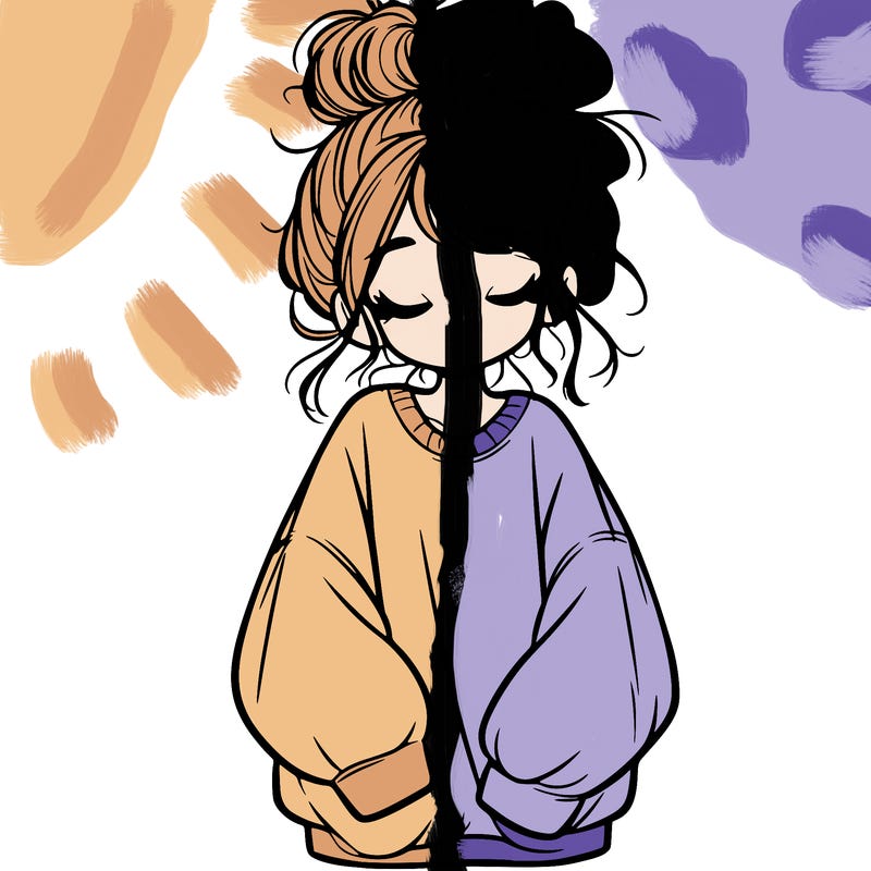 girl with baggy sweatshirt and messy bun