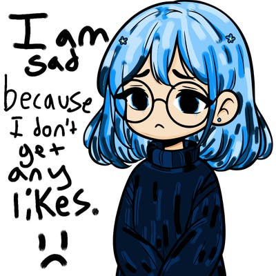 sad girl with glasses in a sweater