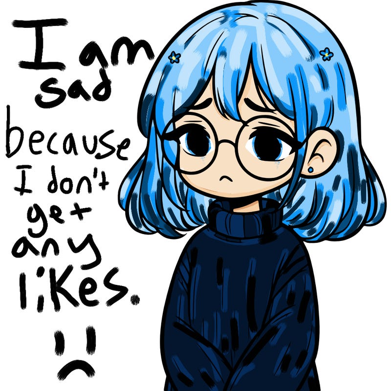 sad girl with glasses in a sweater