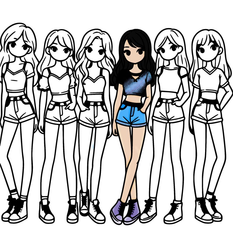 a group of girls wearing crop tops and shorts