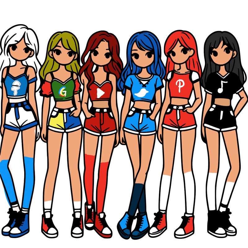 a group of girls wearing crop tops and shorts