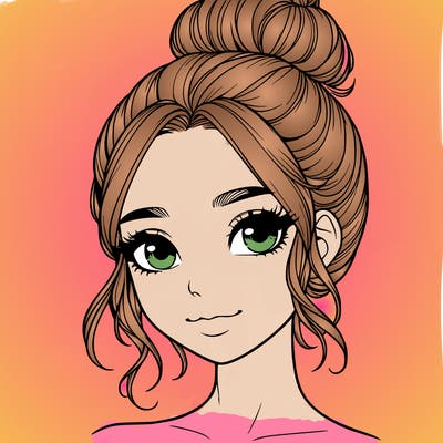 realistic pretty girl with hair in bun