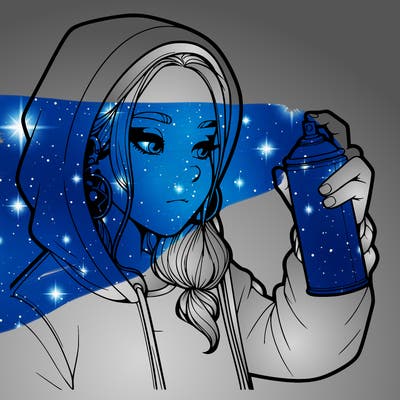 a realistic girl, spray painting