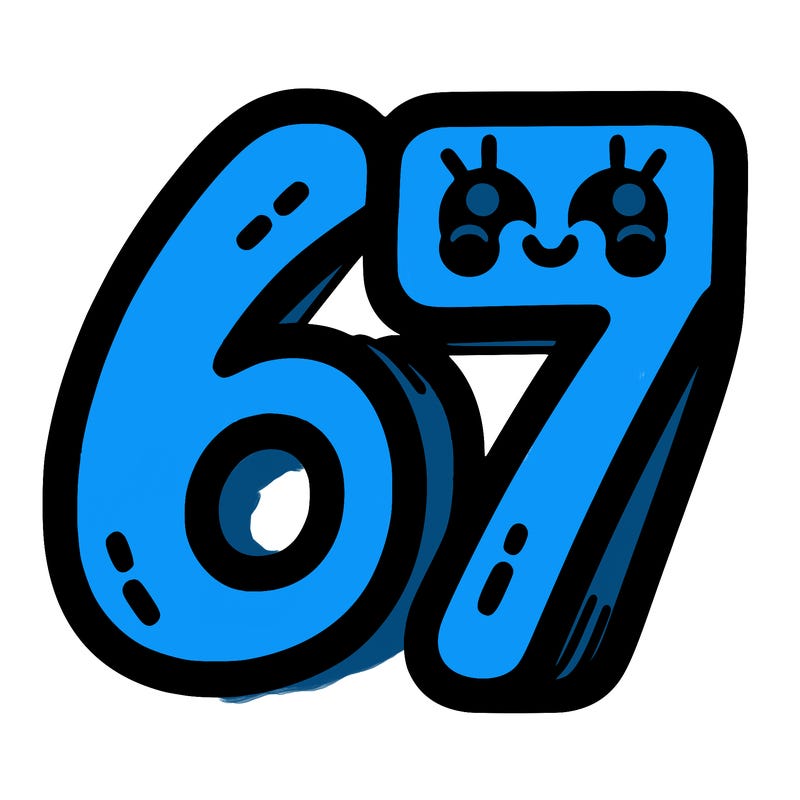 the numbers 67