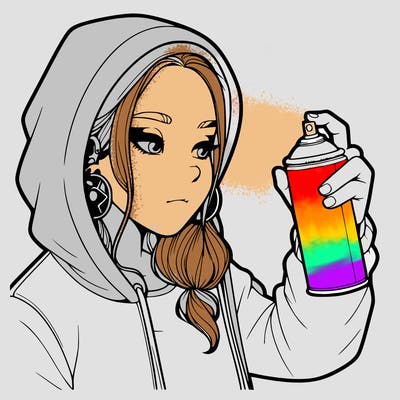 a realistic girl, spray painting