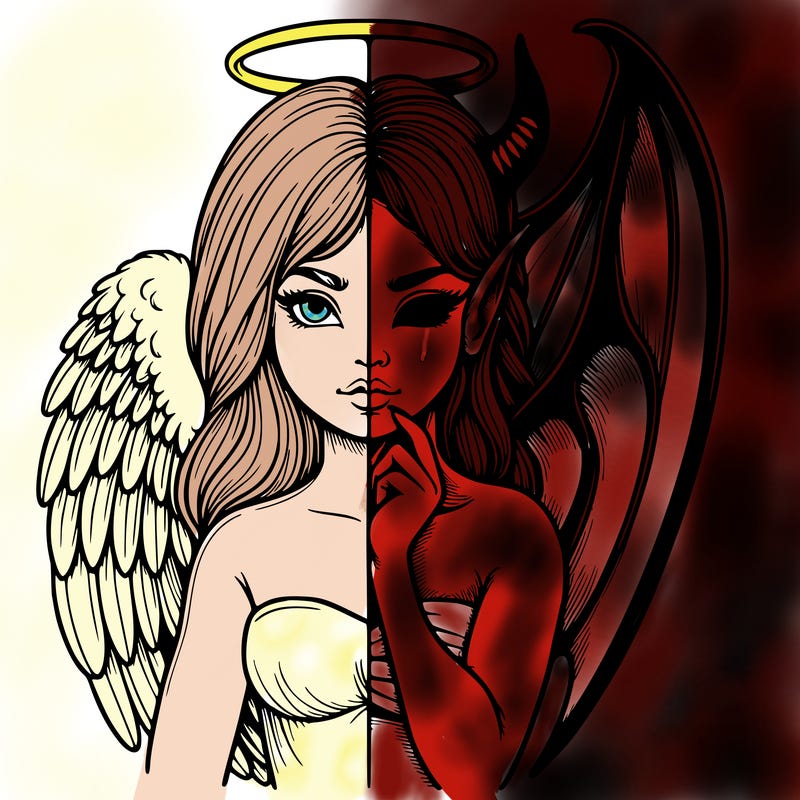 realistic angel half demon