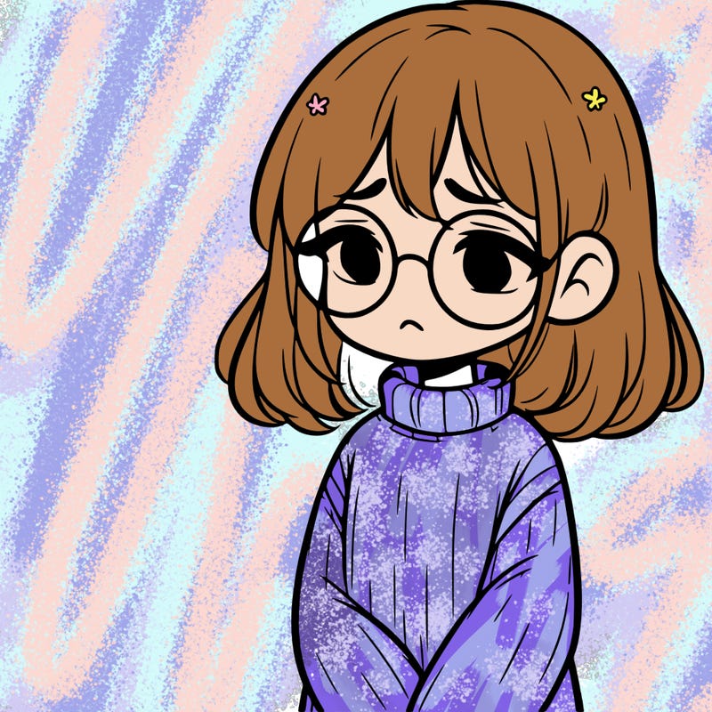 sad girl with glasses in a sweater