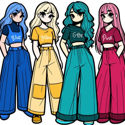 girls with wide pants and a croc top