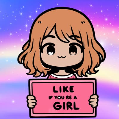 a cute girl holding a sign that says like if you’re a girl
