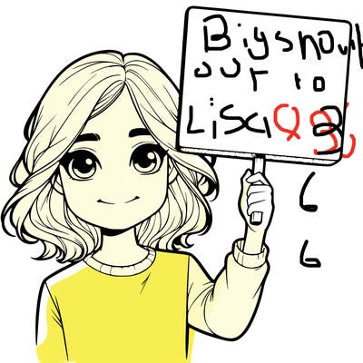 realistic girl holding up a sign