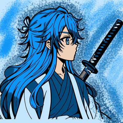 anime boy, long hair, sword