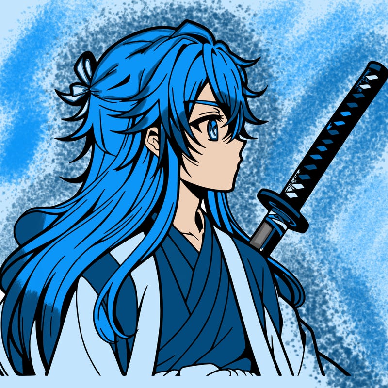 anime boy, long hair, sword