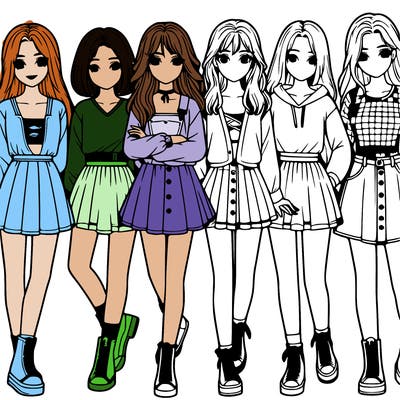 a group of girls realistic