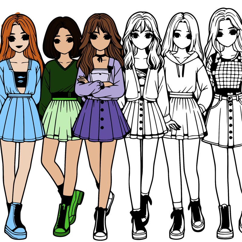 a group of girls realistic