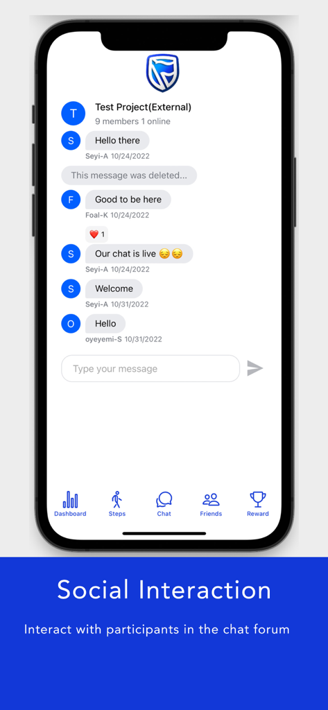 Steps By Stanbic IBTC app interface showing the social chat forum for participant interaction