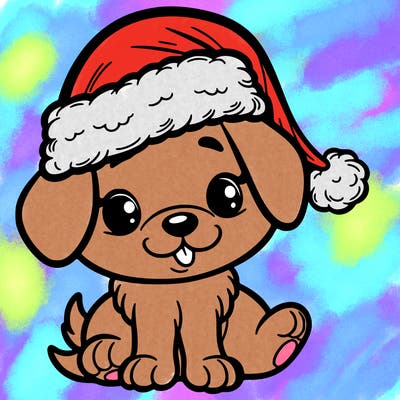 puppy with santa hat