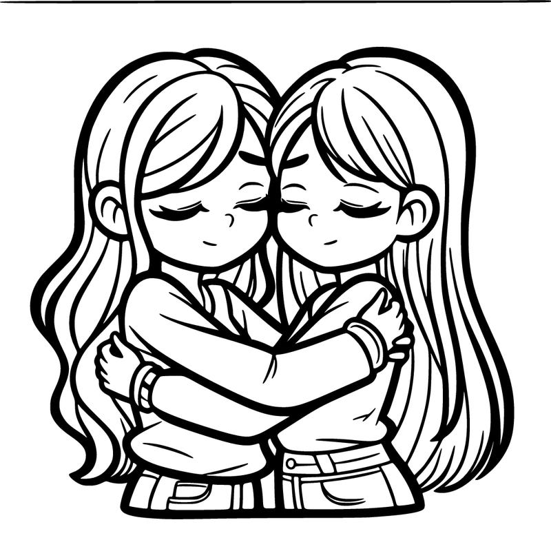 two girls hugging