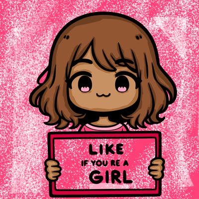 a cute girl holding a sign that says like if you’re a girl