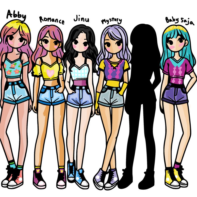 a group of girls wearing crop tops and shorts