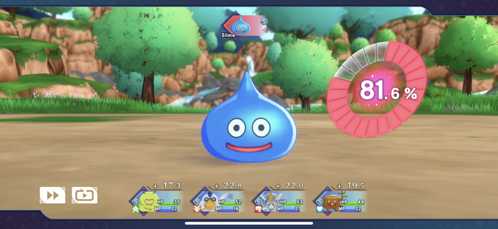 DQM: The Dark Prince - Un mostro Slime blu che viene reclutato in una battaglia in Dragon Quest Monsters The Dark Prince.