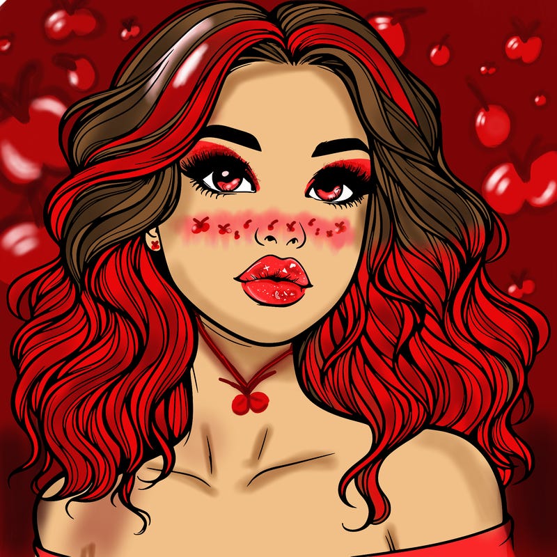 realistic girl with wavy hair and lips