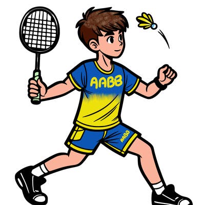 a teenager plays a round of badminton