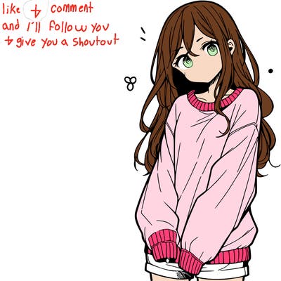 manga teen girl  in a sweater and baggy pants