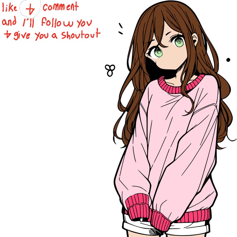 manga teen girl  in a sweater and baggy pants