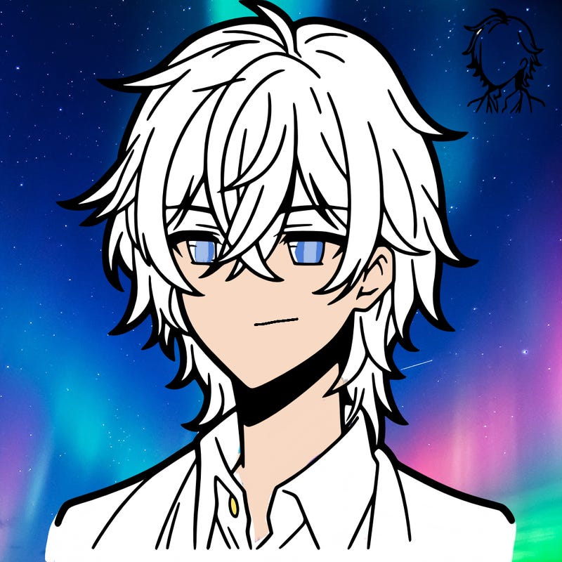 anime boy with shoulder length hair