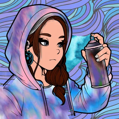 a realistic girl, spray painting