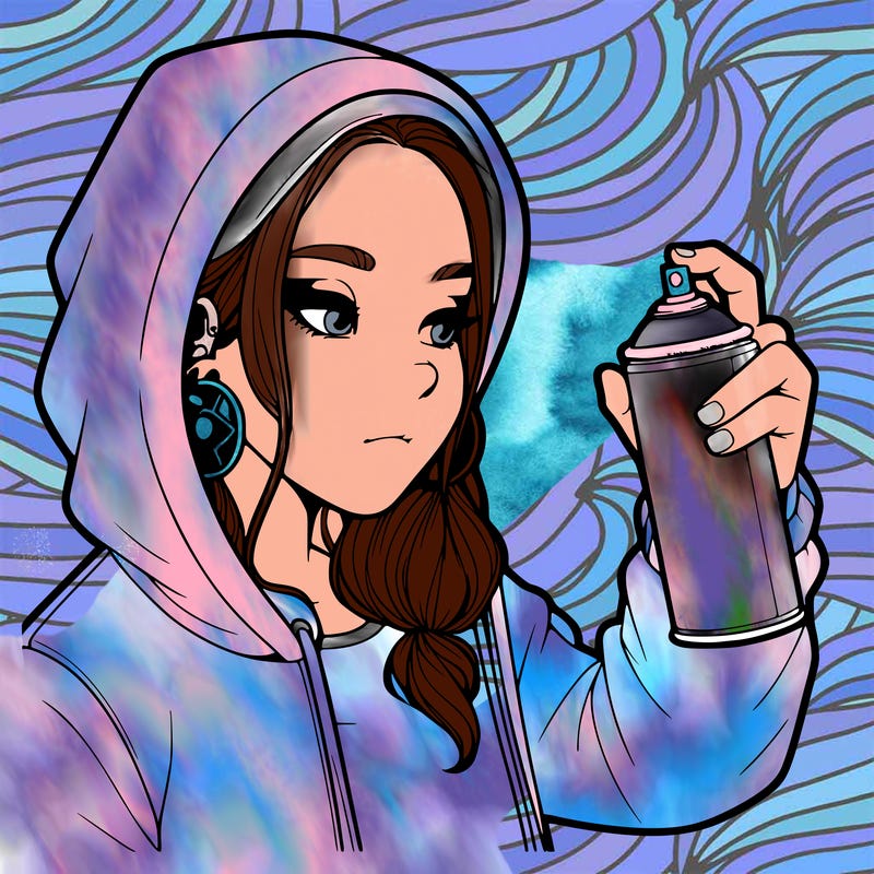 a realistic girl, spray painting